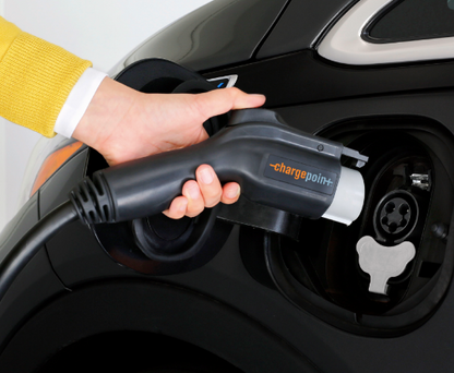 ChargePoint charger being plugged into car